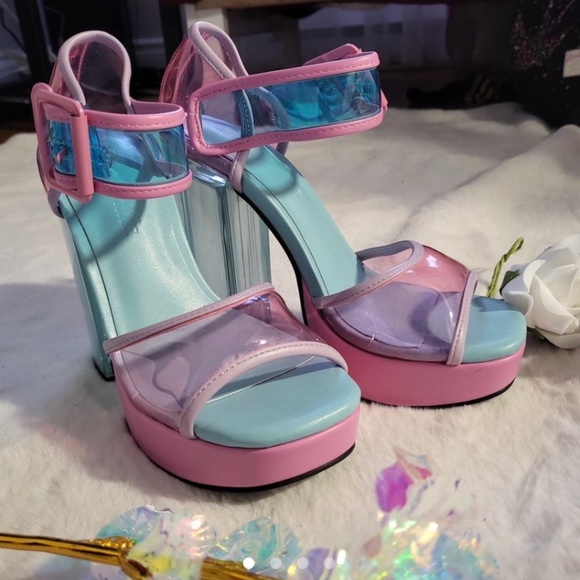 SUGAR THRILLZ Unicorn Sprinkles PVC Heels from Dolls kill - Picture 1 of 4
